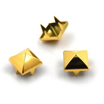 China Wholesale Eco-friendly Gold Color Metal Brass Pyramid Studs Fastener High Quality For Luggage And Jacket Bags for sale