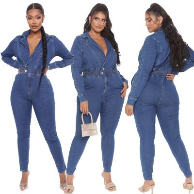 China Sexy women's stretch wash waist breathable denim plus size women's classic jeans overalls denim jacket stylish for sale