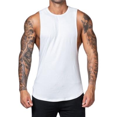 China Custom Men's Gym Fitness Workout Men's QUICK DRY Logo Cotton White Sleeveless Sports Fail Top for sale