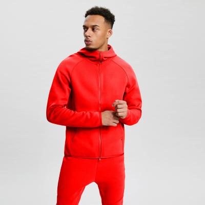 China Wholesale Breathable Mens Sweat Suits Zippers 2 Pieces Fleece Tracksuit Tech Hoodie Set Suit Jogging Logo Jacket Tracksuits For Men Custom Made for sale