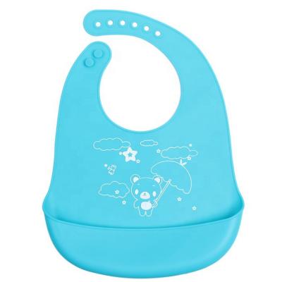 China Sustainable Soft Silicone Food Grade Printed Design Buttons Customizable Multifunctional Adjustable Baby Silicone Bib for sale