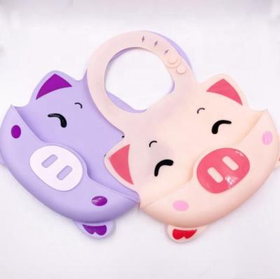 China Viable Cute Pig Design Animal Kids Feeding Kids Waterproof BPA Free Food Grade Baby Silicone Bib for sale