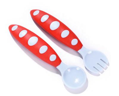 China BPA Free Baby Silicone Newborn Dinnerware Set Spoon Fork Heat Feel Set for sale