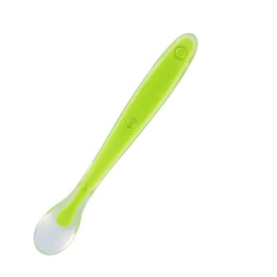 China BPA Free BPA Free Soft Feeding Supplies Color Changed PP Baby Spoon for sale