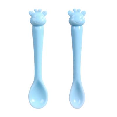 China Customizable Cute Cartoon Design BPA Free Soft Silicone Spoon Hot Selling Soft Feeding Baby for sale