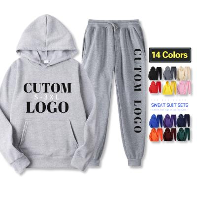 China TZ01 QUICK DRY Plus Casual Women Unisex Logo Hoodies Sweatshirt Suit Set Custom Made 2 Pieces Size Sweatshirt Pants Tracksuit for sale