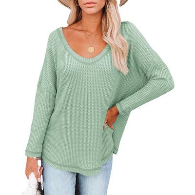 China ZJ9835 Anti-wrinkle boutique Autumn Loose v-neck ladies knit custom logo pullover sweater for women for sale