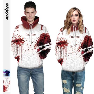 China European and American Couples Blood Viable Warm Drop Halloween Digital Printing Hooded Sweater Jacket QYDM for sale