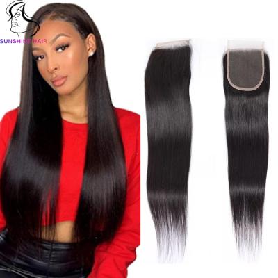 China Good Texture Can Keep Long Time Hair Weave Bulk Bundle With Swiss Closure 4x4 Low Lace Silk Transparent Swiss Closure for sale