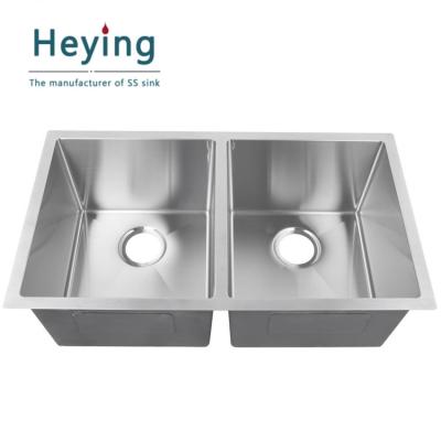 China Without Faucet HMR3218 Double Bowls Handmade Kitchen Sink, Stainless Steel Sink, Newest American Style for sale