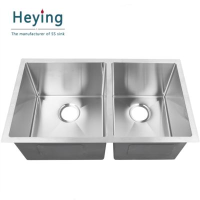 China Newest Stainless Steel Handmade Sink Faucet HM6040 American Style Double Bowls, Customized Commercial Cheap Sink for sale