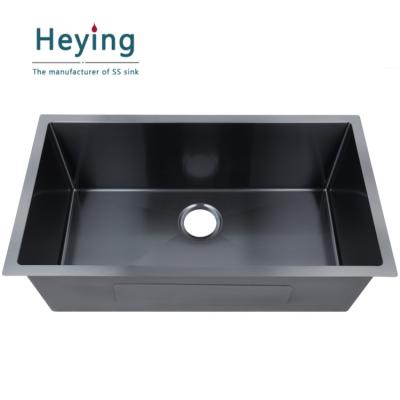 China Without Faucet HM3018-black Handmade Stainless Steel SS 304 Commercial Kitchen Sink for sale