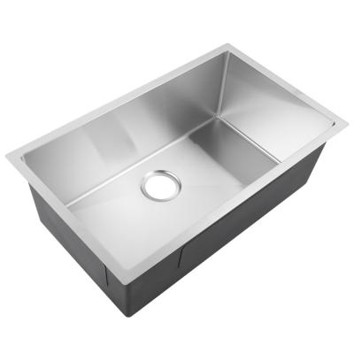 China Without Faucet 7145-R10 Handmade Single Bowl Kitchen Sink SS Satin Finish Large Sink for sale