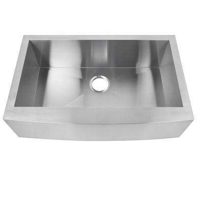 China Without Faucet Farmhouse Apron Sink, Handmade Stainless Steel Kitchen Sink With Right-Angle Corners for sale