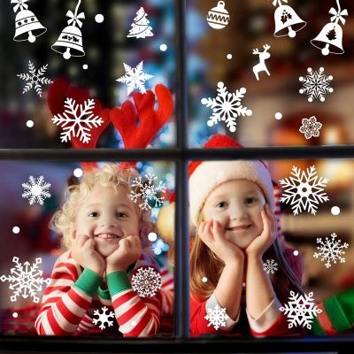 China paper & Wholesale Custom Bulk Cardboard Sticker Label Design Cute Christmas Snowflake Removable Window Stickers for sale