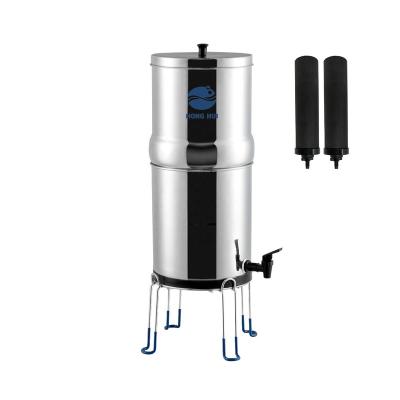 China Commercial HONG HUI 2.25G Stainless Steel Gravity Water Filter System Water Filter Housing Countertop Water Purifier With ABS Faucet for sale