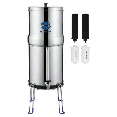 China Commercial HONG HUI All Sizes Stainless Steel Water Filter Housing Gravity Water Filter System With Water Level Faucet for sale