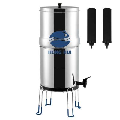 China Commercial HONG HUI Outdoor Drinking Water Filtration Stainless Steel Gravity Water Filter System Gravity Filter for sale