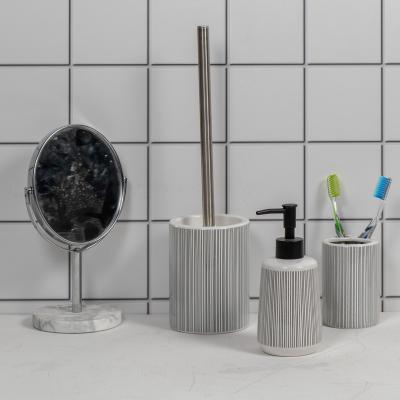 China Sustainable 4 Pcs Low Price Hotel Bathroom Set Accessories Resin Toilet Brush Toothbrush Cup Set for sale