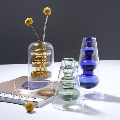 China Nordic Modern Home Color Vase Decor Glass Vase For Flower Living Room Vase for sale