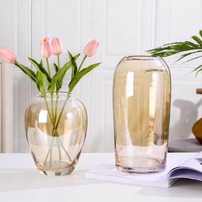 China CLASSIC Nordic Glass Vases For Home Decor Gold Cylinder Vase Baccarat Crystal Christmas Flower Plant Hyacinth Glass Vase for sale