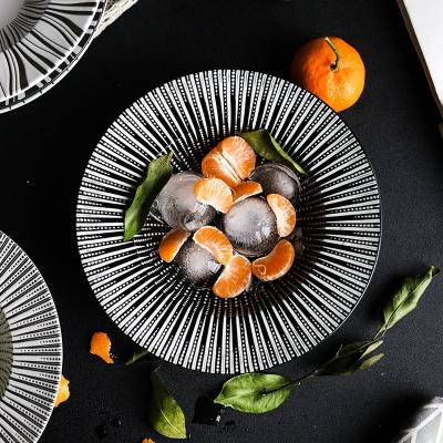 China Chinese Style Sustainable Luxury Dinnerware Black Vintage Dinnerware Set Customize Ceramic Salad Soup Dish for sale