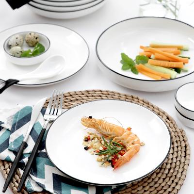 China Sustainable Nordic Style Dishes Luxury Ceramic Dinnerware White Marble Design Dinnerware Sets Wedding Dishes Set Dinnerware for sale