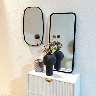 China CLASSIC Home Decorative Mirror Wall Hanging Makeup Mirror Hand Mirror Black Metal Glass for sale