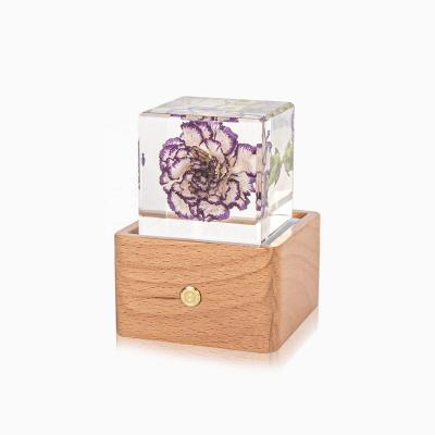 China Cute Latest Cube Shape LED Night Light Flower Table Lamp Bedroom Decor Gift For Mother's Day for sale