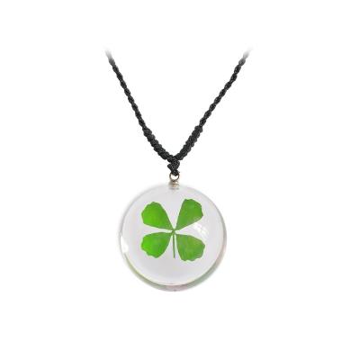 China Hot Selling Lucky Four Leaf Clover Necklace Jewelry Acrylic Four Leaf Clover Pendant Necklace Useful Charm Gifts for sale