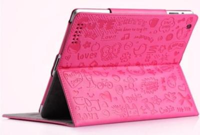 China Cute Magic Lopez Cartoon Smart Leather Ipad Protective Case In Pink Black White for sale