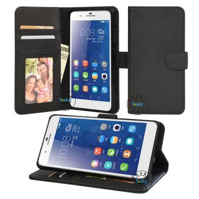 China Kickstand Feature huawei honor7 Wallet PU Leather Case Flip Cover Case Built-in Card slots for sale