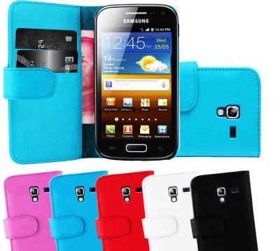 China Colorful Premium Pu Cell Phone Wallet Cover , Samsung Galaxy Ace 2 i8160 Case for sale