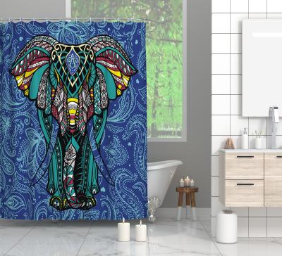 China Wholesale Cheap Sustainable Bath Curtain Bathroom 3D Elephant Printed Custom Waterproof Shower Curtain for sale