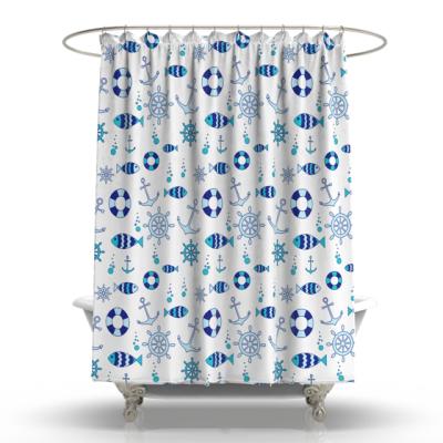 China Sustainable Professional Wholesale Manufacture Polyester Print Navy Blue Shower Curtains for sale