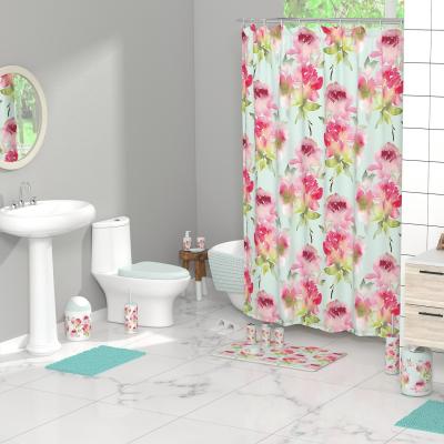 China Sustainable Promotion Custom Design Digital Printing Rust Resista Waterproof Shower Curtain Bathroom Polyester Customize Shower Curtains for sale