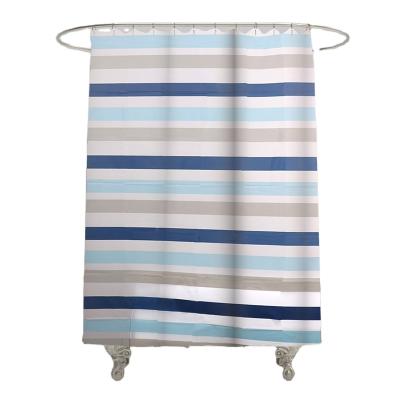 China Customized Viable Stripe PEVA Bathroom Shower Curtain Color Waterproof Fashion Translucent Frosted Shower Curtain for sale