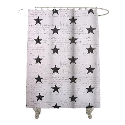 China Sustainable Wholesale Waterproof PEVA Bathroom Shower Curtain Set Whale Star And Letter Printed Bath Curtain for sale