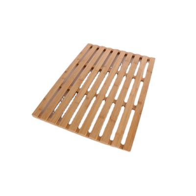 China New Design Anti Skid Natural Environmentally Friendly Quick Dry Square Bathroom Bamboo Shower Mat for sale