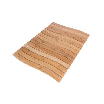 China Anti Slip Resistance Bathroom Floor Eco-friendly Natural Bamboo Curving Bamboo Bath Mat Large Size for sale