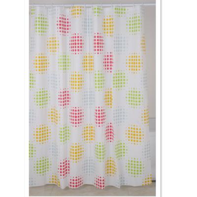 China Sustainable High Quality Bath Mat Set Customized Hot Selling Customized Point Design Bathroom Set PEVA Shower Curtain And Hooks for sale