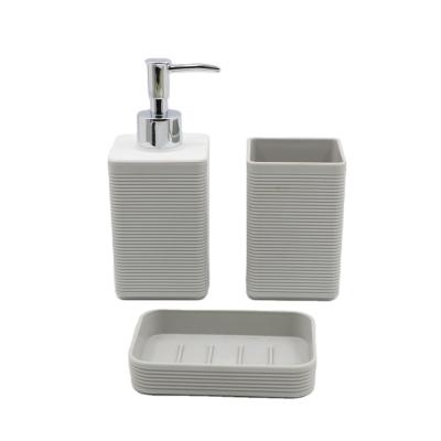 China Sustainable Style Modern Household 3 Pieces Plastic Bathroom Sets Luxury Bathroom Accessories For Hotels for sale