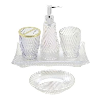 China Sustainable Hot Selling Bathroom Accessory Set Glass Bathroom Accessories Set 5 Pieces For Hotel Bathroom for sale