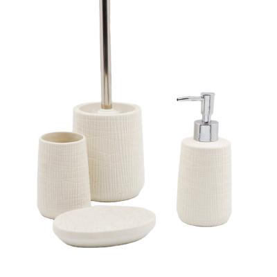 China Sustainable Bath Accessories Custom Bathroom Accessory Set Ceramic 4 Piece Bathroom Accessories Set for sale