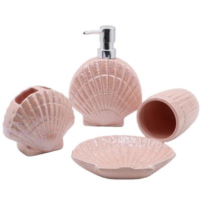 China Ceramic Chandelier Bathroom Accessories Washroom Bathroom Accessories Set Sustainable Pearl Accessory Set 4 Pieces for sale