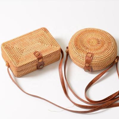 China Fashion Wholesale Price Women's Round Straw Bag Rattan Cross - Body Bag Women Rattan Bags For Lady for sale