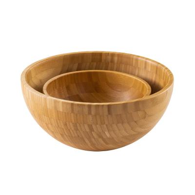 China Wholesale 100% Natural Bamboo Disposable Salad Bowl Fruit Salad Handmade Customizable Round Bowl For Kitchen for sale