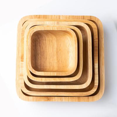 China Disposable Wooden Creative Dish Wooden Dry Beech Fruit Bowl Fruit Bowl Square Bowl Can Be Customized Logo for sale