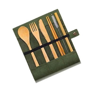 China OEM Disposable Wholesale Package Factory Price Bamboo Spoon and Fork Set Reusable Bamboo Cutlery Set for sale