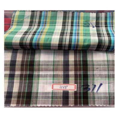 China Stocklot Breathable Woven 100% Cotton Yarn Dyed Check Fabric Textile Stock In Shaoxing Warehouse For Shirt for sale